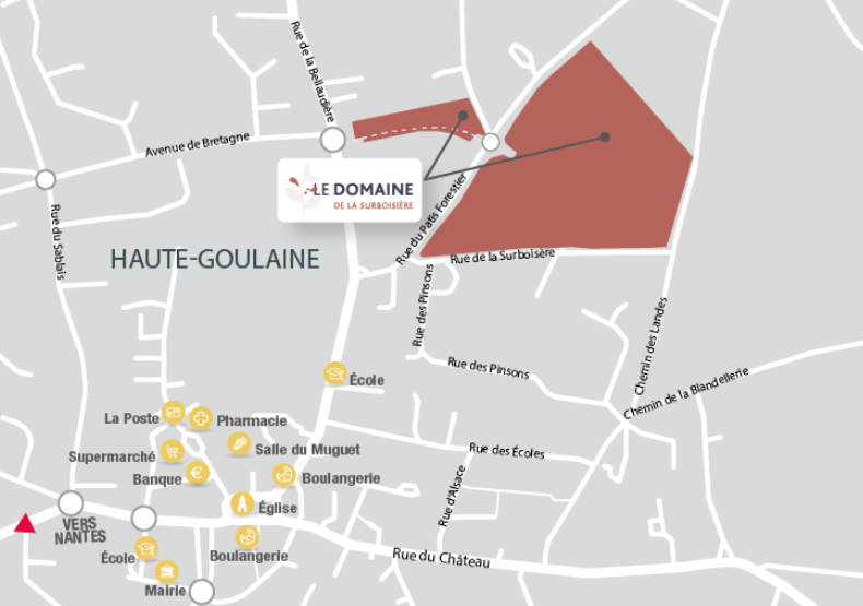 Terrain à construire - La Surboisière à Haute-Goulaine (44) - Plan de situation - Lamotte Aménageur Lotisseur