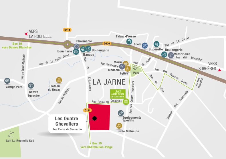 Terrain à construire - Les 4 Chevaliers à La Jarne (17) - Plan de situation - Lamotte Aménageur Lotisseur