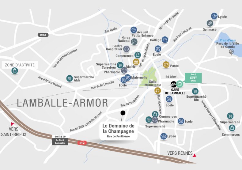 Terrain à construire - Le Domaine de la Champagne à Lamballe (22) - Plan de situation - Lamotte Aménageur Lotisseur