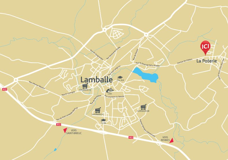 Terrain à construire - La Grande Prairie à Lamballe (22) - Plan de situation - Lamotte Aménageur Lotisseur