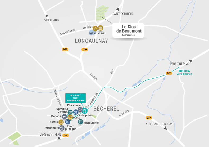 Terrain à construire - Le Clos de Beaumont à Longaulnay (35) - Plan de situation - Lamotte Aménageur Lotisseur