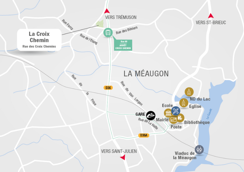 La Croix Chemin à La Méaugon (22) - Plan de situation - Lamotte Aménageur Lotisseur
