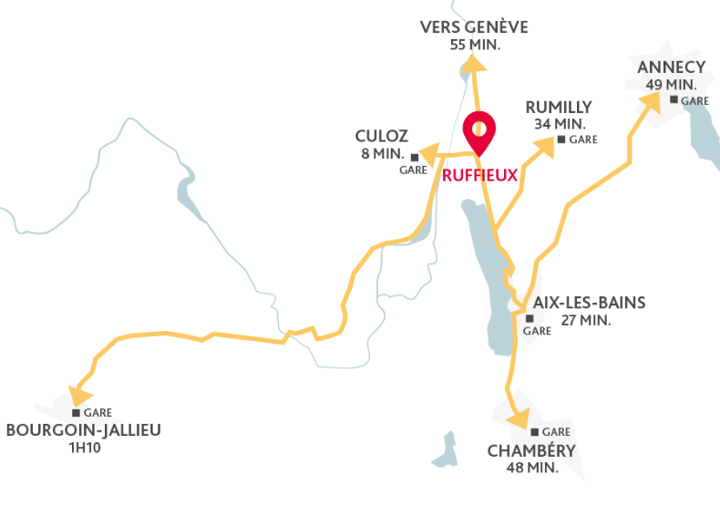 Terrain à construire - Le Moulin d’Arbessieux à Ruffieux (73) - Plan de situation - Lamotte Aménageur Lotisseur