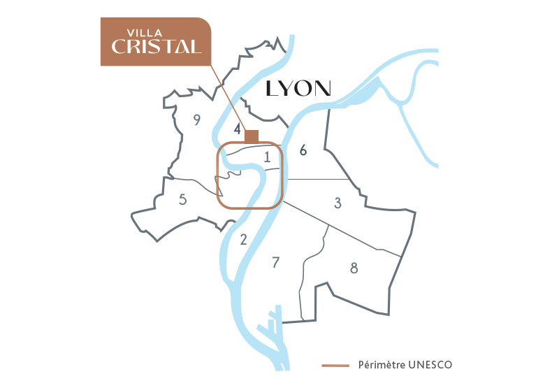 Programme immobilier neuf - Villa Cristal à Lyon (69) - Plan de situation - Lamotte