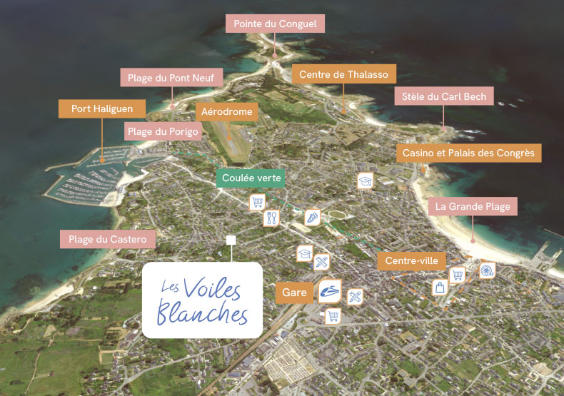 Programme immobilier neuf - Les Voiles Blanches à Quiberon (56) - Plan de situation - Lamotte